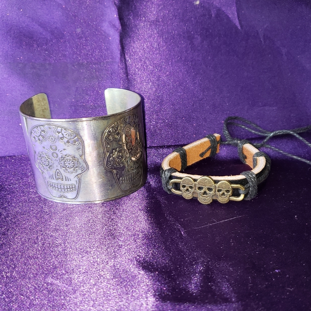 2 sugar skull bracelets